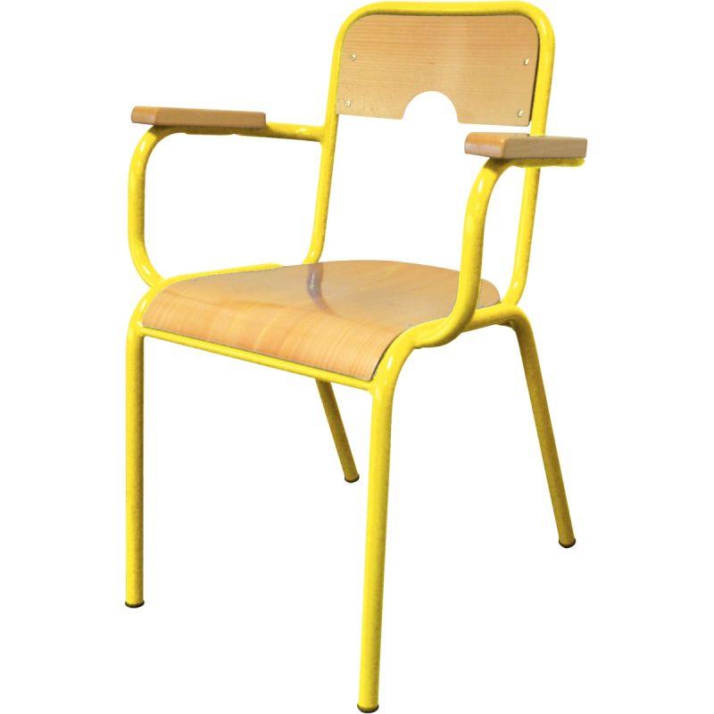 Ref. 92963, Chaise du professeur avec accoudoirs T6 jaune, Jaune, marque N.C