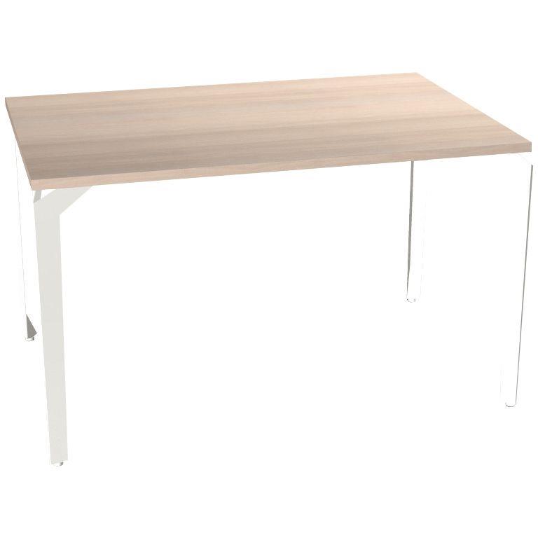 Ref. 93319, Bureau individuel élément départ L120 cm Paris plateau Acacia piètement Blanc, marque HARMONY