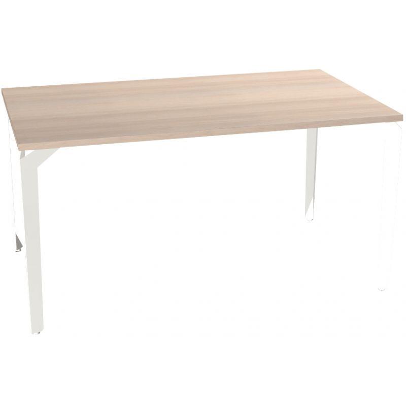 Ref. 93323, Bureau individuel élément départ L140 cm Paris plateau Acacia piètement Blanc, marque HARMONY