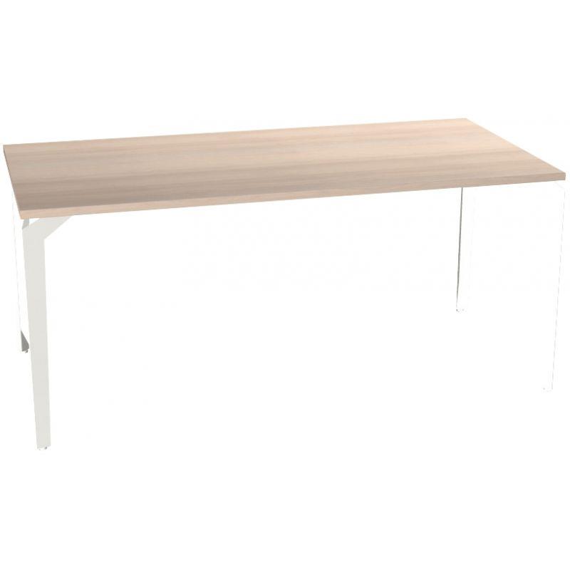 Ref. 93327, Bureau individuel élément départ L160 cm Paris plateau Acacia piètement Blanc, marque HARMONY