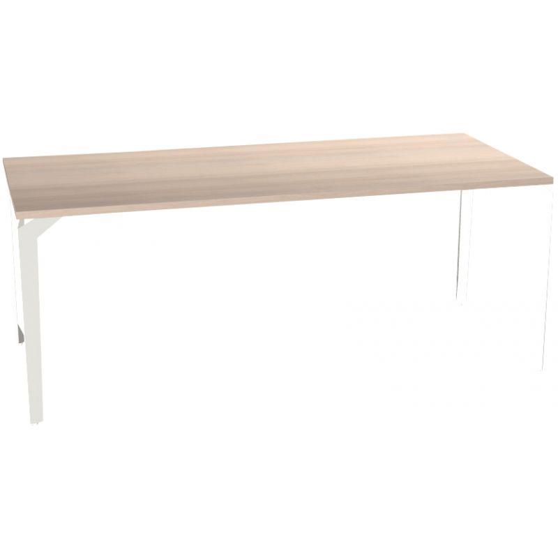 Ref. 93331, Bureau individuel élément départ L180 cm Paris plateau Acacia piètement Blanc, marque HARMONY