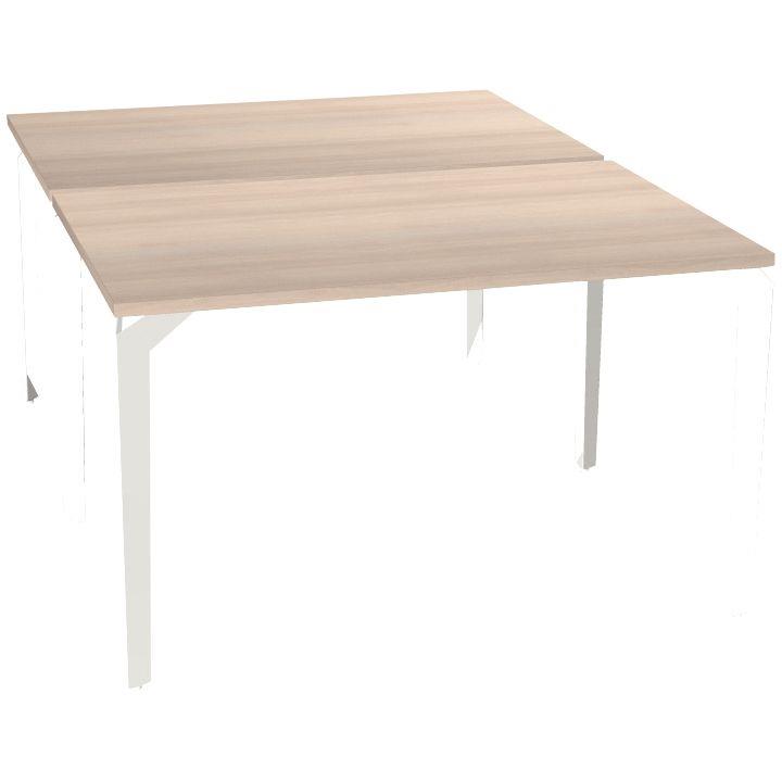 Ref. 93335, Bureau poste face à face élément départ L120 cm Paris plateau Acacia piètement Blanc, marque HARMONY