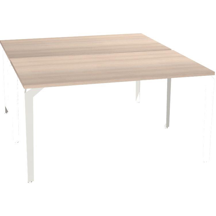 Ref. 93339, Bureau poste face à face élément départ L140 cm Paris plateau Acacia piètement Blanc, marque HARMONY