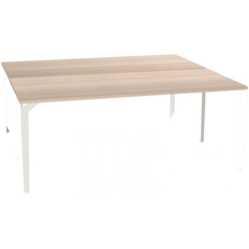 Ref. 93347, Bureau poste face à face élément départ L180 cm Paris plateau Acacia piètement Blanc, marque HARMONY