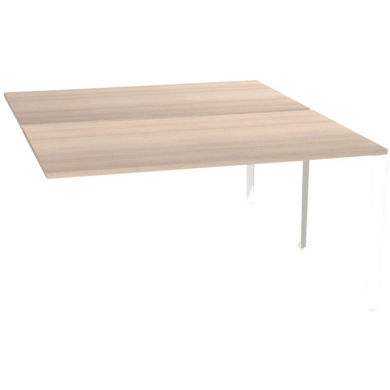 Ref. 93355, Bureau poste face à face élément suivant L140 cm Paris plateau Acacia piètement Blanc, marque HARMONY