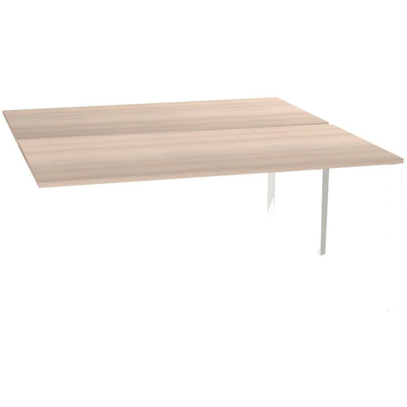 Ref. 93359, Bureau poste face à face élément suivant L160 cm Paris plateau Acacia piètement Blanc, marque HARMONY
