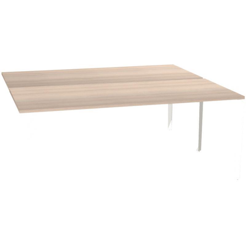 Ref. 93363, Bureau poste face à face élément suivant L180 cm Paris plateau Acacia piètement Blanc, marque HARMONY