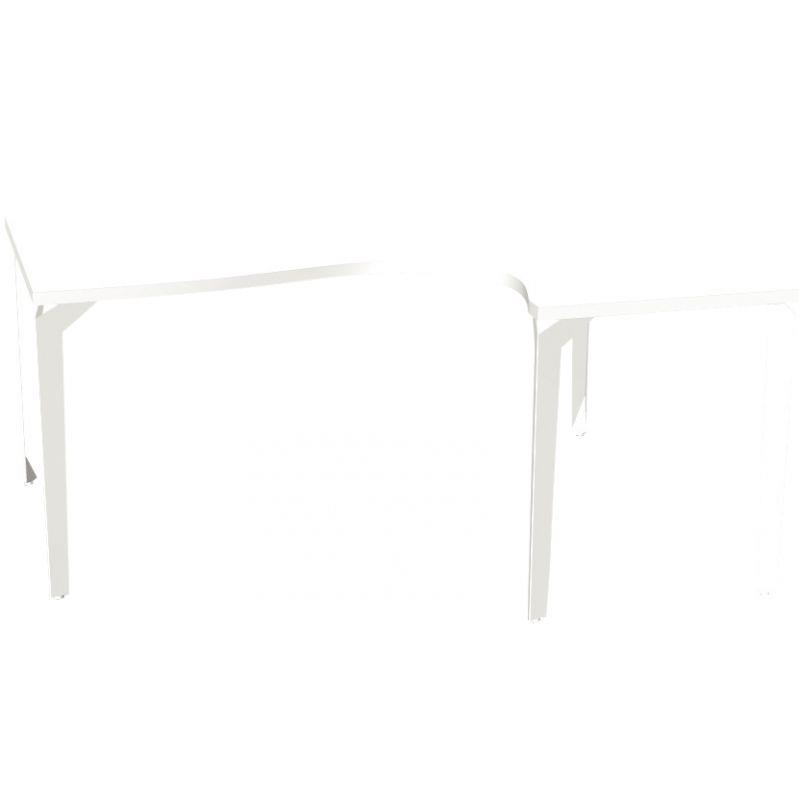 Ref. 93374, Bureau plan compact 90° asymétrique droit L160 cm x P120 cm Paris plateau Blanc piètement Blanc, marque HARMONY