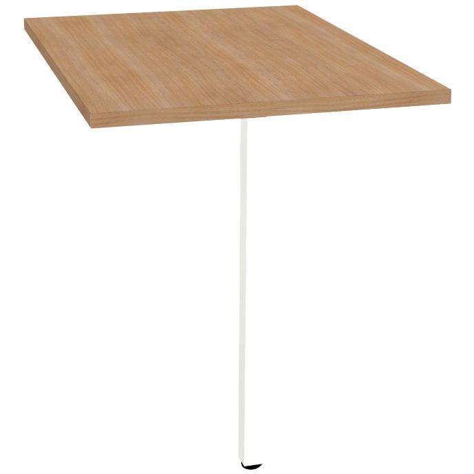 Ref. 93395, Retour sur 1 pied L80 cm Optim'' plateau Chêne Clair piètement Blanc, marque HARMONY