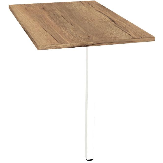 Ref. 93397, Retour sur 1 pied L100 cm Optim'' plateau Chêne Clair piètement Blanc, marque HARMONY