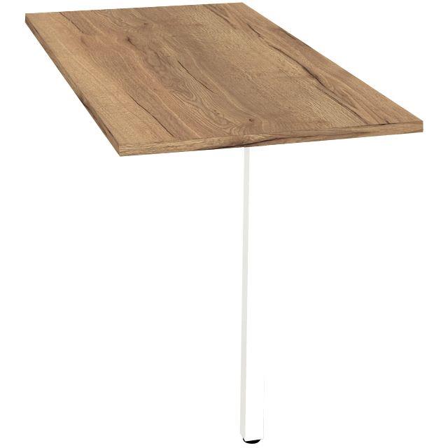 Ref. 93399, Retour sur 1 pied L120 cm Optim'' plateau Chêne Clair piètement Blanc, marque HARMONY