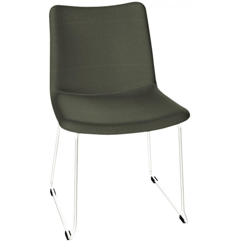 Ref. 93594, Chauffeuse L sur pied filaire chrome tapissée Cypres, marque HARMONY