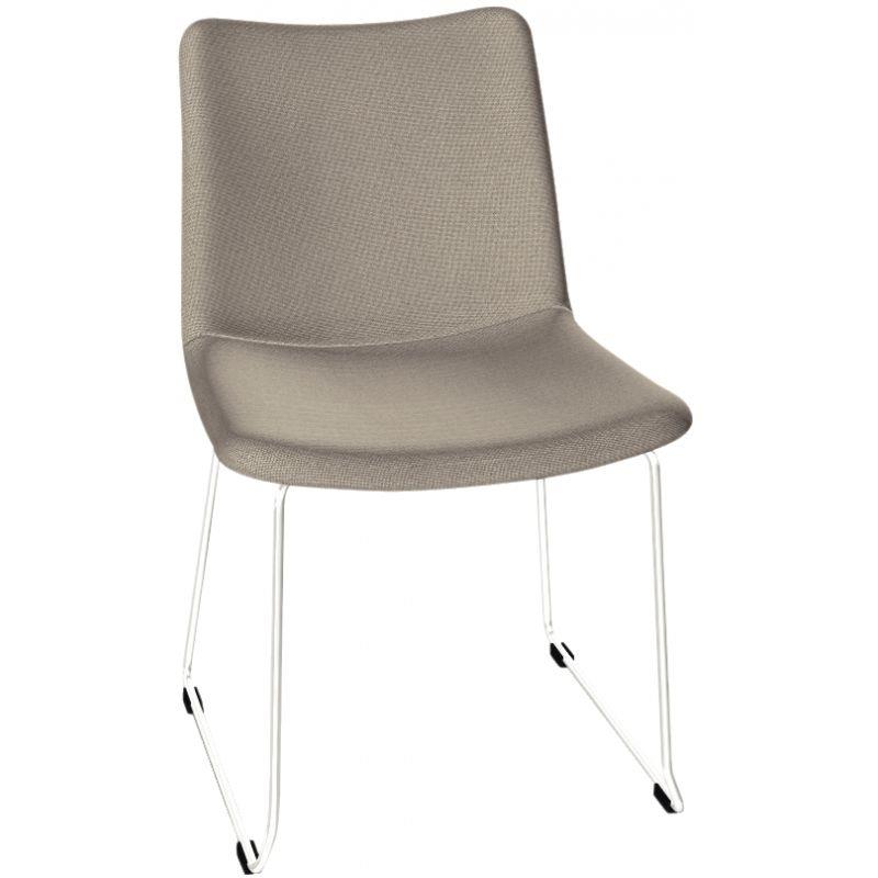 Ref. 93595, Chauffeuse L sur pied filaire chrome tapissée Givre, marque HARMONY