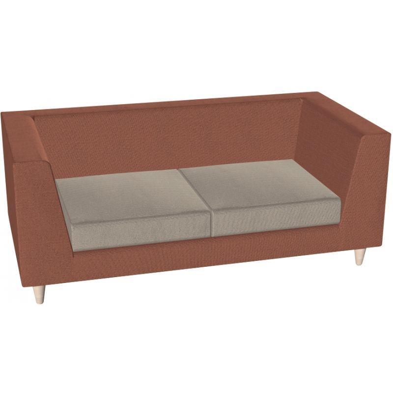 Ref. 93618, Canapé Lounge 2 places L146cm tissu bicolore structure saumon/assise givre, marque HARMONY