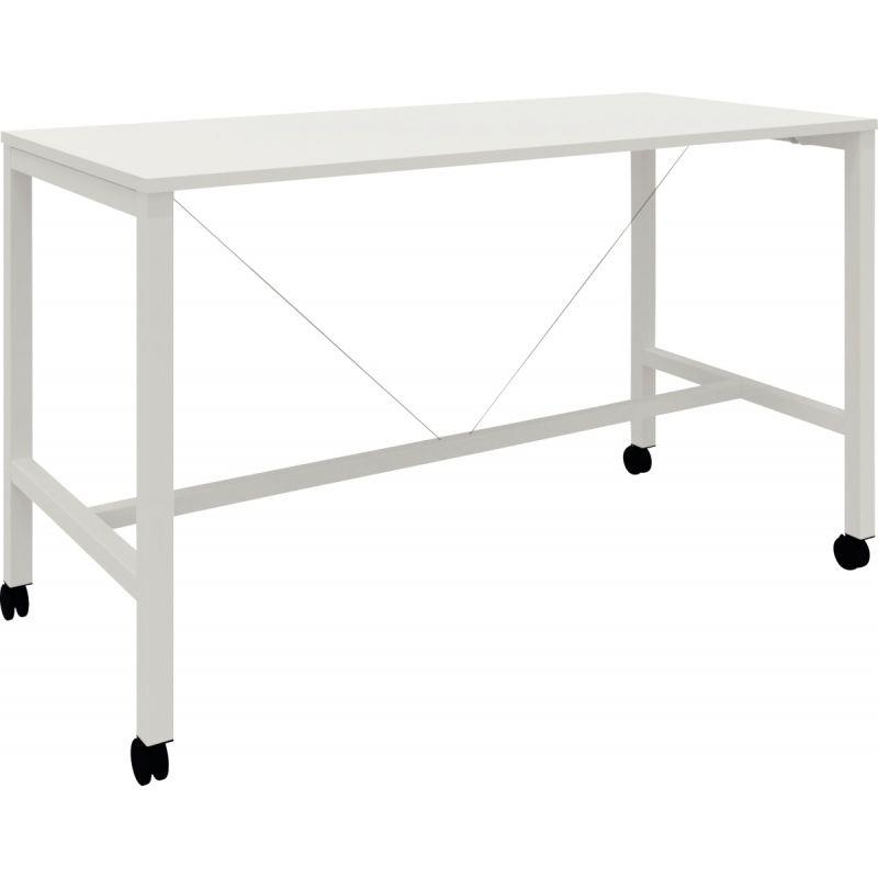 Ref. 94793, Table L180 cm x P80 cm x H104,5 cm Perform Mobile plateau Blanc neige piétement Noir, marque N.C