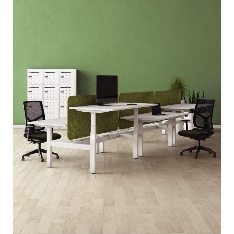 Ref. 95411, Bureau assis-debout individuel Axel 2 L180xP80cm plateau blanc/piètement blanc, marque N.C