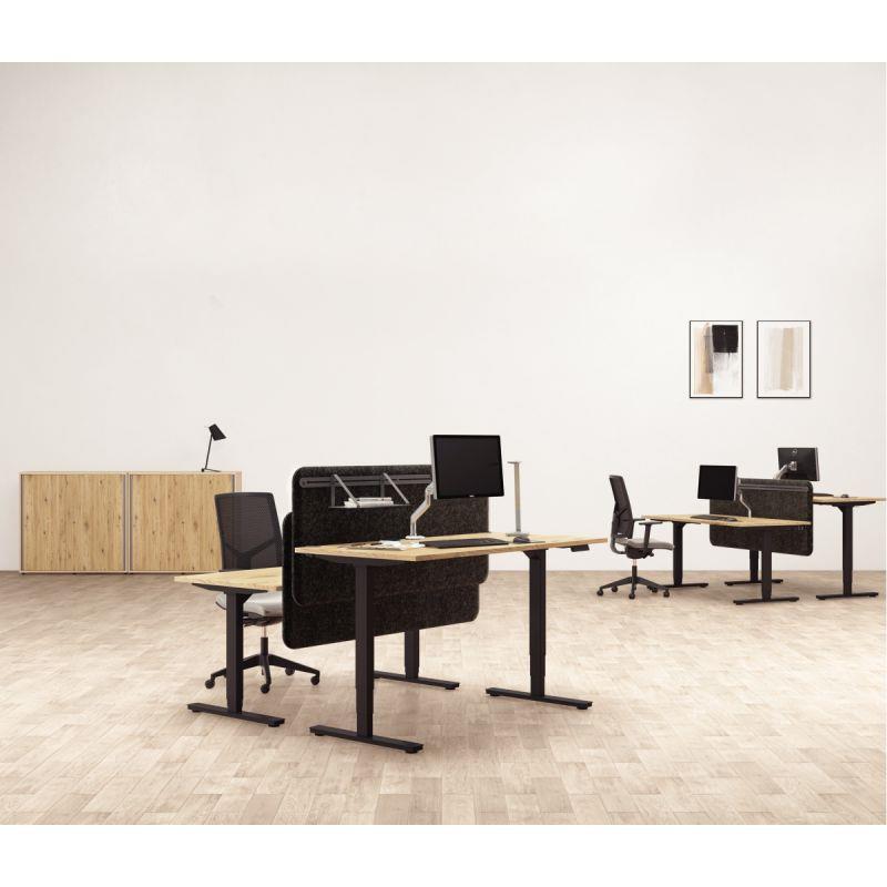 Ref. 95414, Bureau assis-debout partagé Axel 2 L160xP80cm plateau chêne brunswick/piètement noir, marque N.C