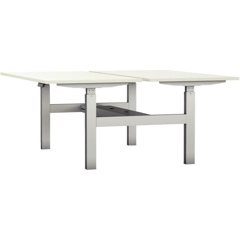 Ref. 95415, Bureau assis-debout partagé Axel 2 L180xP80cm plateau blanc/piètement blanc, marque N.C