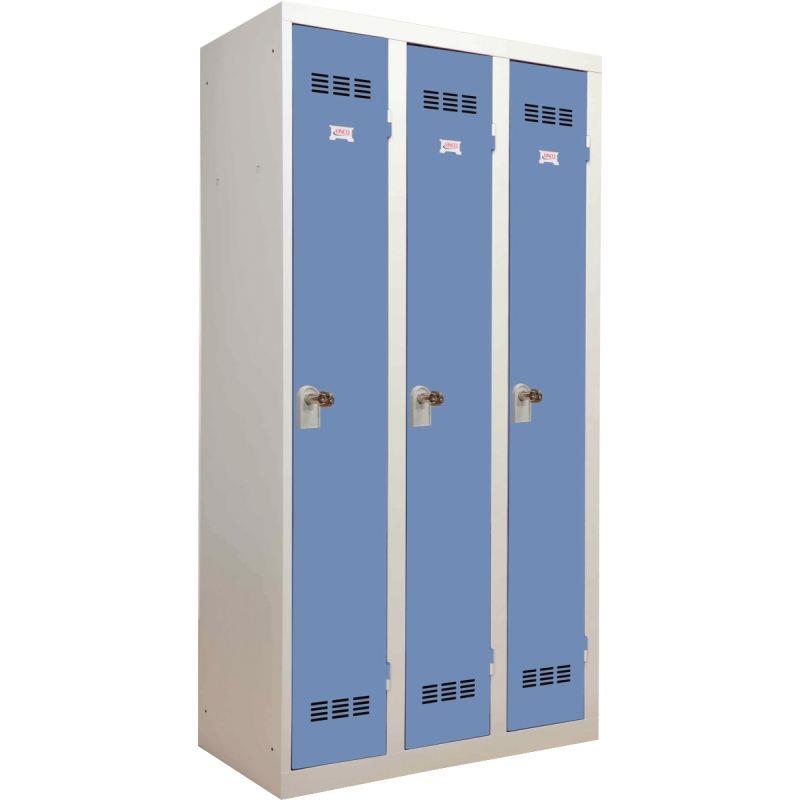Ref. 95671, Vestiaire d''atelier 3 portes industrie propre L90cm portes bleu/corps gris, marque N.C