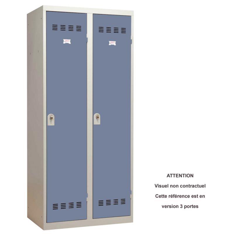 Ref. 95672, Vestiaire d''atelier 3 portes industrie sale L120cm portes bleu/corps gris, marque N.C