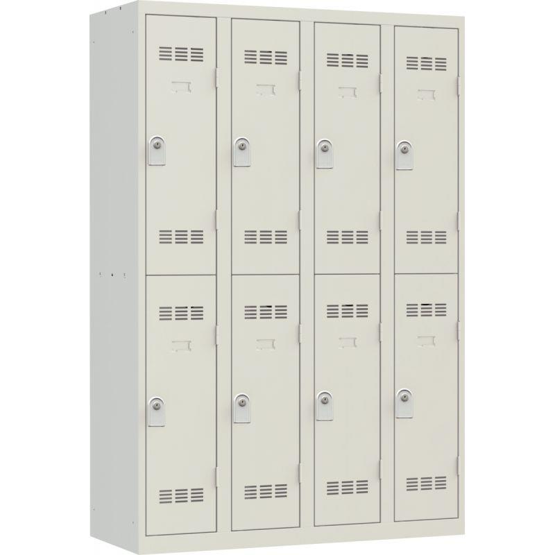 Ref. 95677, Vestiaire d''atelier 4 colonnes 8 cases industrie propre L120cm gris, marque N.C