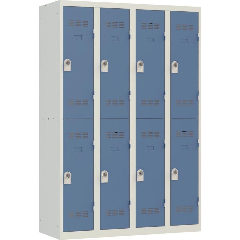Ref. 95678, Vestiaire d''atelier 4 colonnes 8 cases industrie propre L120cm portes bleu/corps gris, marque N.C