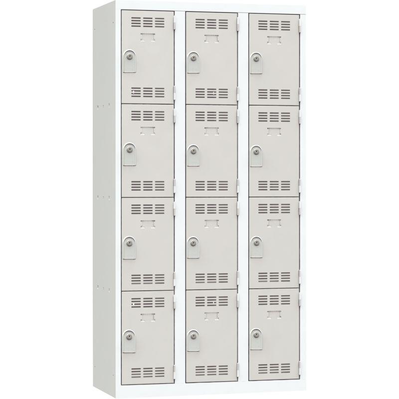 Ref. 95681, Vestiaire d''atelier 3 colonnes 12 cases industrie propre L90cm gris, marque N.C