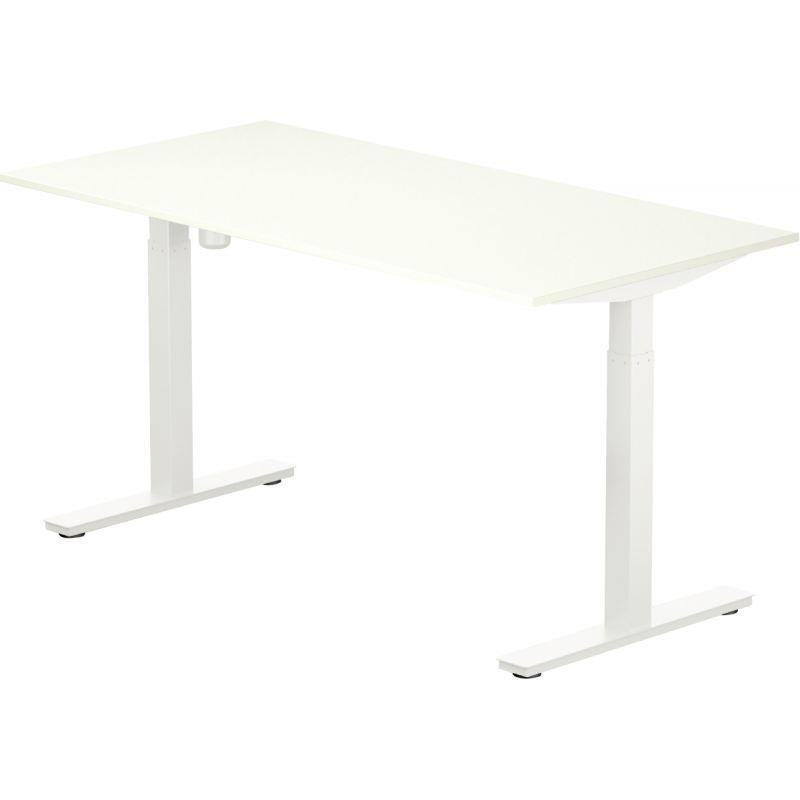Ref. 95857, Bureau à réglage électrique Lutz 2 L140xP80cm épaisseur 19mm plateau blanc/piètement blanc, marque N.C