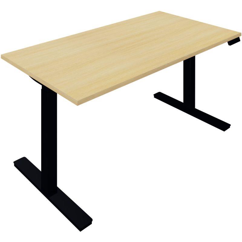 Ref. 95860, Bureau à réglage électrique Guera 2 L140xP80cm plateau chêne clair/piètement noir, marque N.C