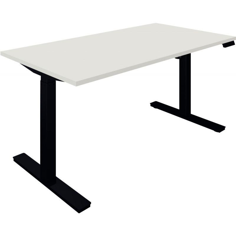 Ref. 95862, Bureau à réglage électrique Lutz 2 L160xP80cm épaisseur 19mm plateau blanc/piètement noir, marque N.C