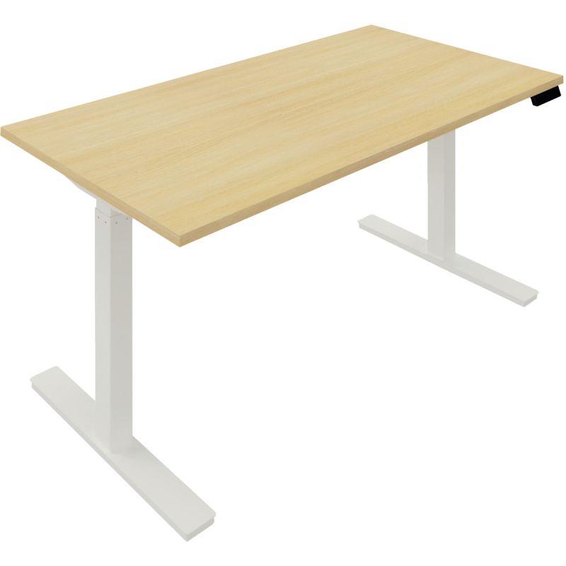 Ref. 95863, Bureau à réglage électrique Guera 2 L160xP80cm plateau chêne clair/piètement blanc, marque N.C