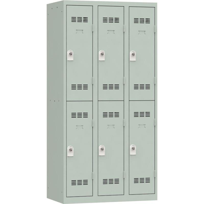 Ref. 95982, Vestiaire d''atelier 3 colonnes 6 cases industrie propre L90cm gris, marque N.C