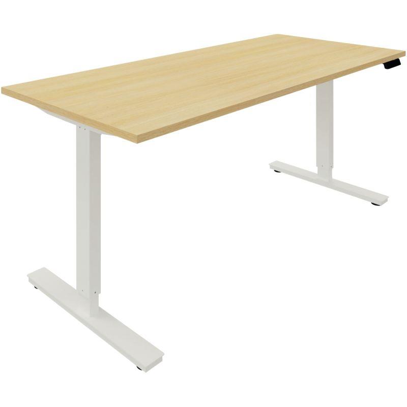 Ref. 96135, Bureau individuel Slade L180xP80cm plateau chêne clair/piètement blanc, marque N.C