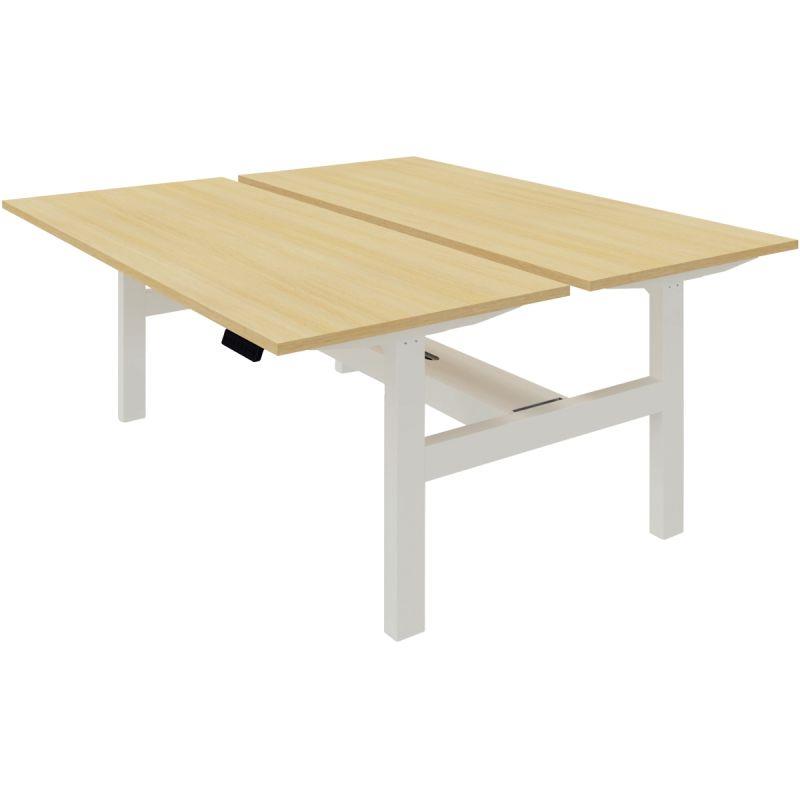 Ref. 96137, Bureau partagé Slade L180xP80cm plateau chêne clair/piètement blanc, marque N.C