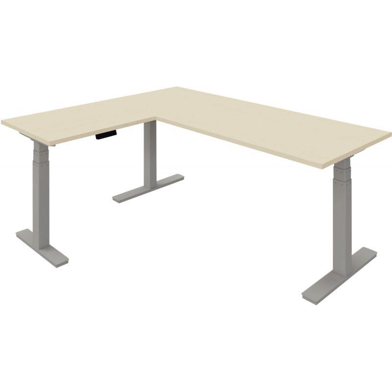 Ref. 96146, Bureau électrique Slade L180xP80cm avec retour plateau érable/piètement alu, marque N.C