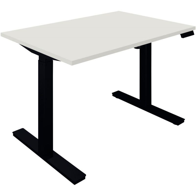 Ref. 96158, Bureau à réglage électrique Lutz 2 L120xP80cm épaisseur 25mm plateau blanc/piètement noir, marque N.C