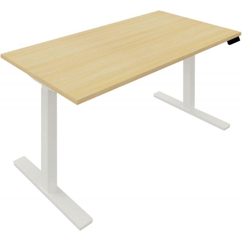 Ref. 96159, Bureau à réglage électrique Guera 2 L120xP80cm plateau chêne clair/piètement blanc, marque N.C