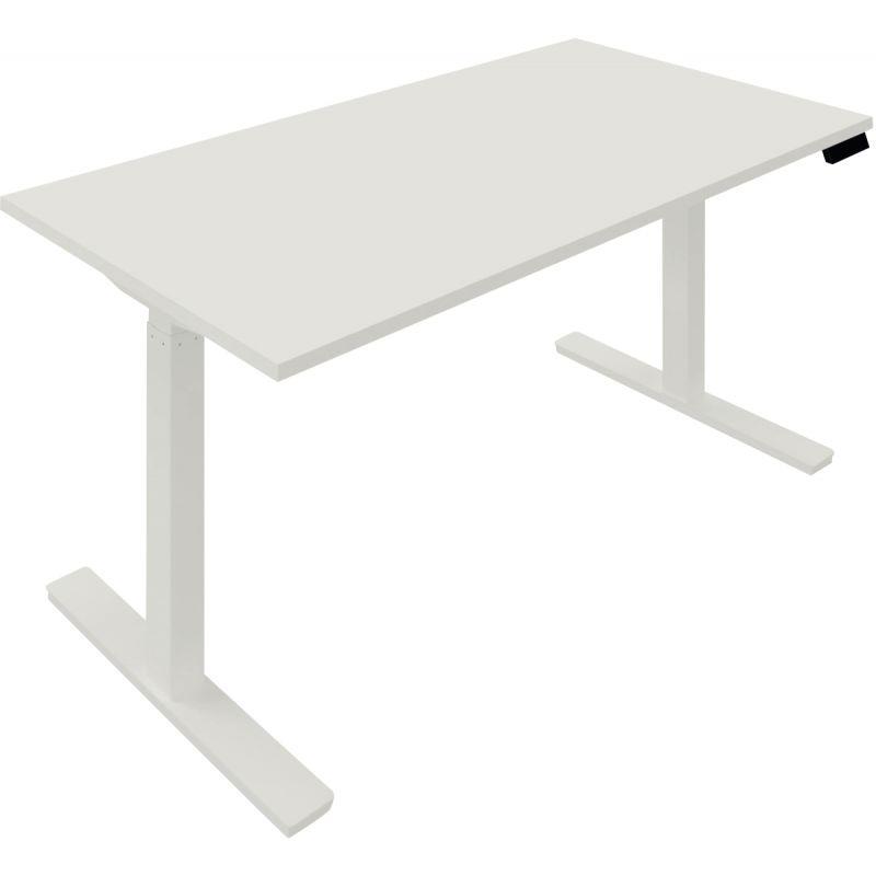Ref. 96161, Bureau à réglage électrique Lutz 2 L140xP80cm épaisseur 25mm plateau blanc/piètement blanc, marque N.C