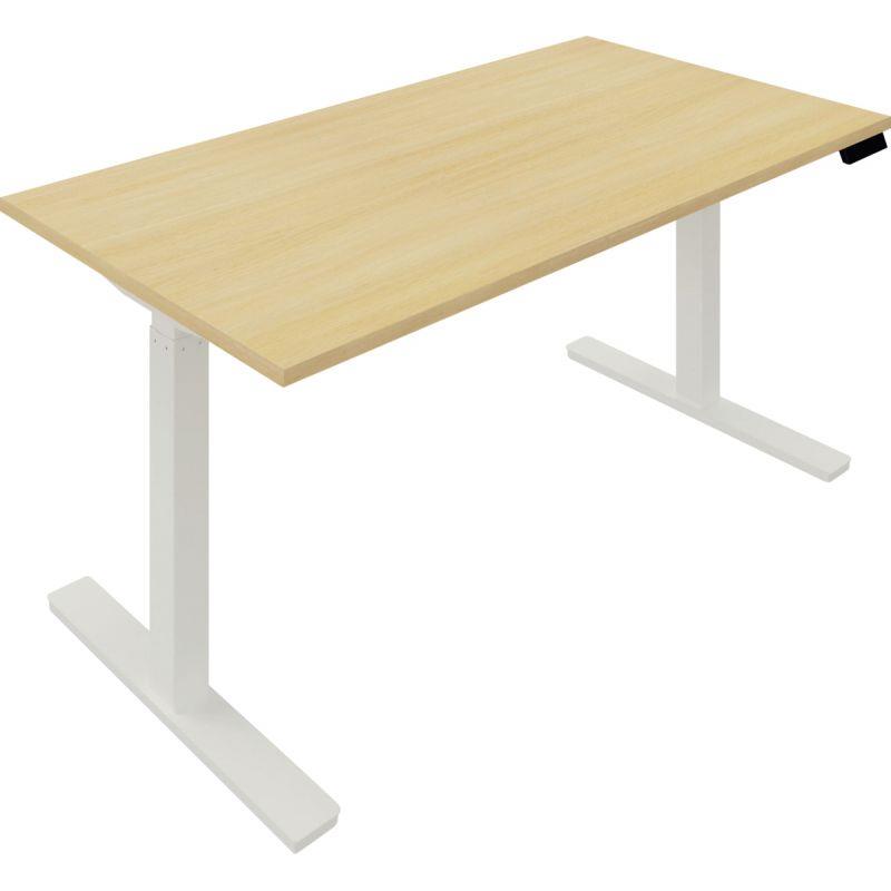 Ref. 96167, Bureau à réglage électrique Guera 2 L160xP80cm plateau chêne clair/piètement blanc, marque N.C