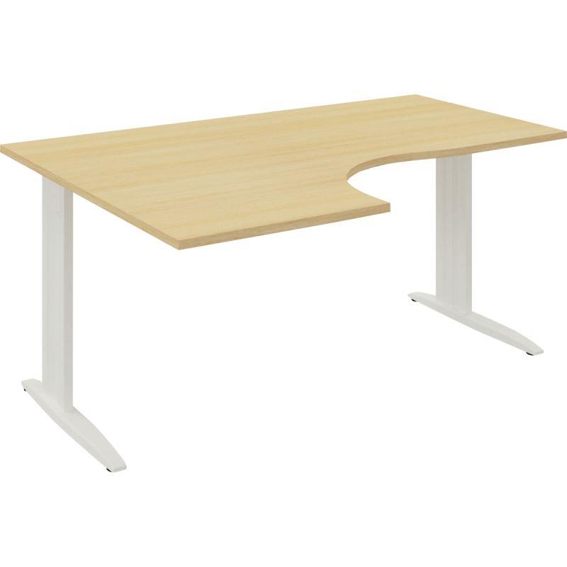 Ref. 96183, Plan compact 90° Onyx retour gauche L..160 x P.120 et 60 cm plateau chêne clair/piètement blanc, marque N.C