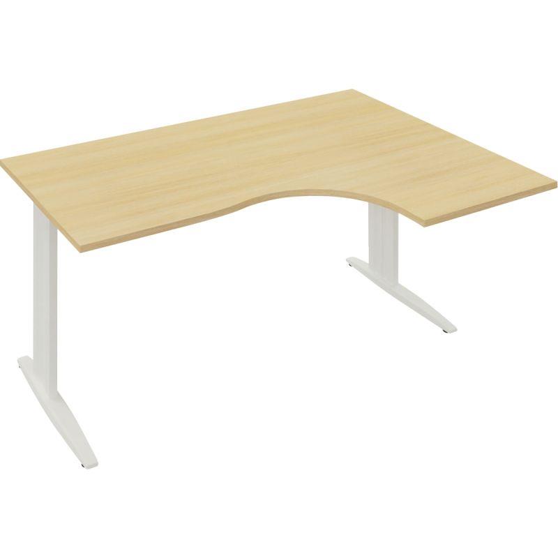 Ref. 96184, Plan compact 90° Onyx retour droite L..160 x P.120 et 60 cm plateau chêne clair/piètement blanc, marque N.C