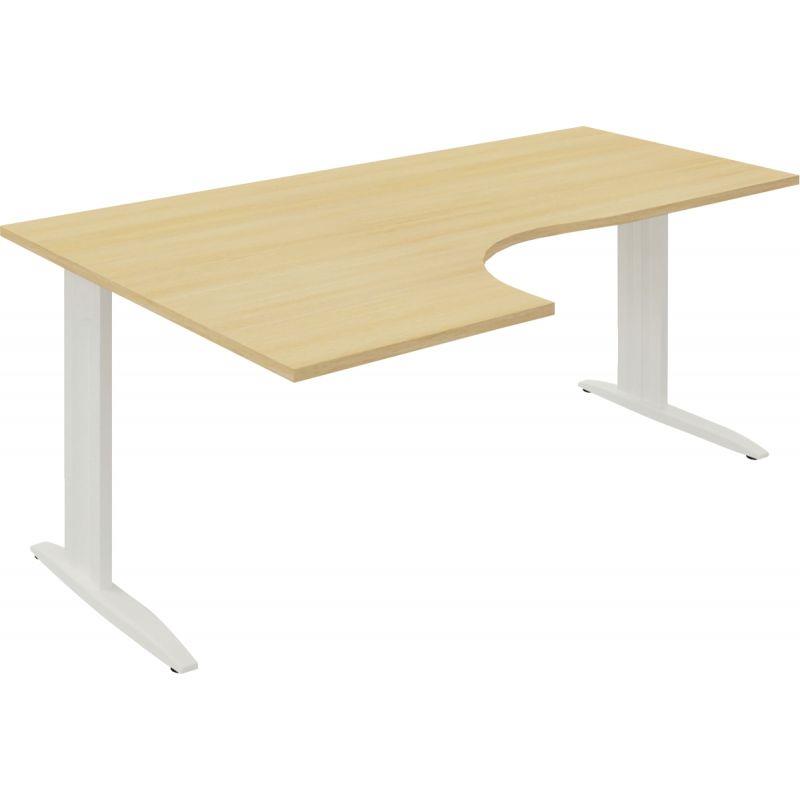 Ref. 96187, Plan compact 90° Onyx retour gauche L..180 x P.120 et 60 cm plateau chêne clair/piètement blanc, marque N.C
