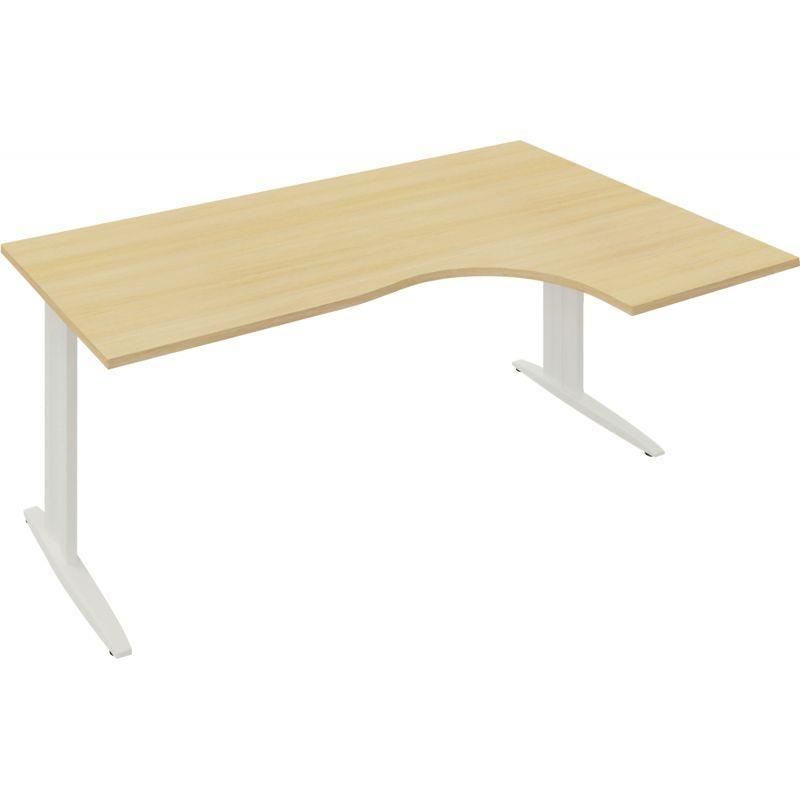 Ref. 96188, Plan compact 90° Onyx retour droite L..180 x P.120 et 60 cm plateau chêne clair/piètement blanc, marque N.C