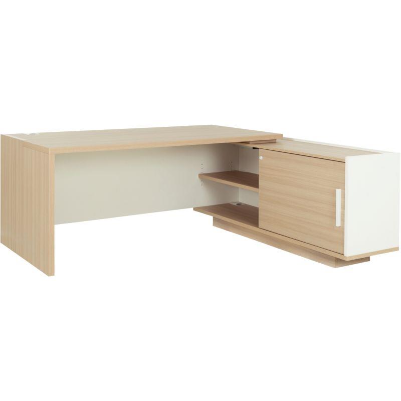 Ref. 96368, Bureau retour droite Brabant L180/198xH75xP90/180cm avec rangements chêne structuré/blanc, marque GAUTIER