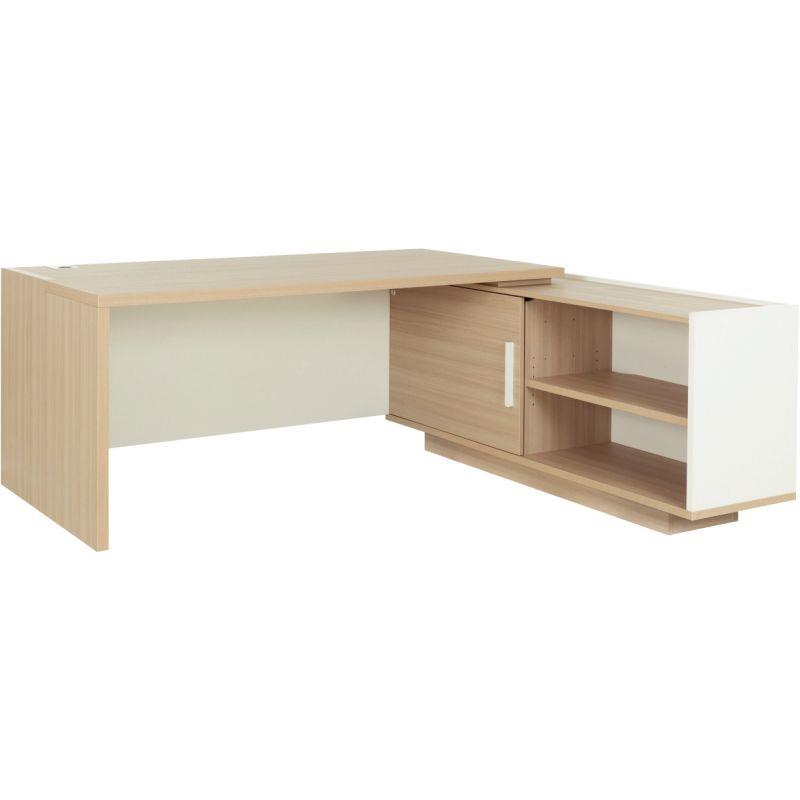 Ref. 96370, Bureau retour droite Brabant L200/218xH75xP90/180cm avec rangements chêne structuré/blanc, marque GAUTIER