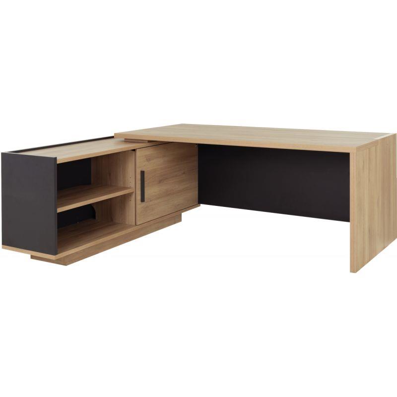Ref. 96380, Bureau retour gauche Brabant L200/218xH75xP90/180cm avec rangements chêne du bocage/anthracite, marque GAUTIER