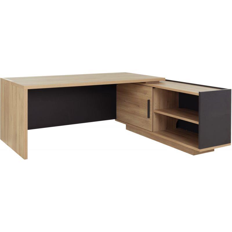 Ref. 96381, Bureau retour droite Brabant L200/218xH75xP90/180cm avec rangements chêne du bocage/anthracite, marque GAUTIER