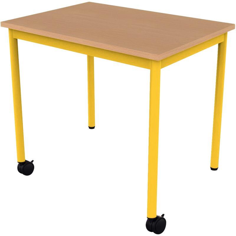 Ref. 96493, Table maternelle 60x60cm 2 roulettes taille 2 jaune, marque N.C