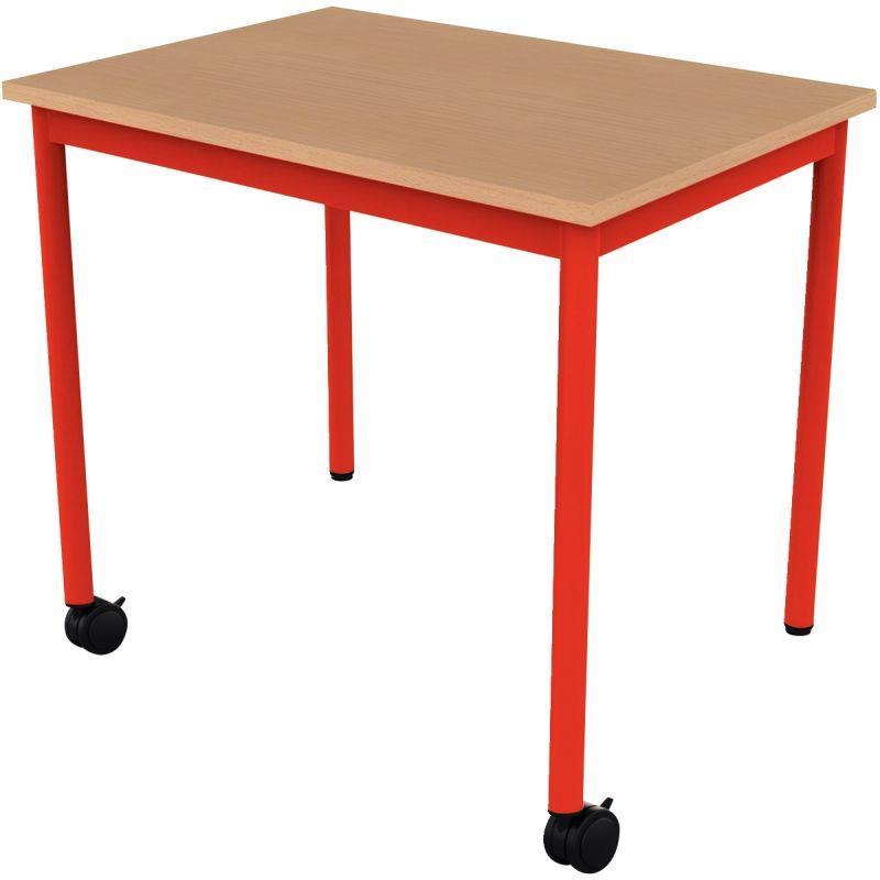 Ref. 96501, Table 70x50cm 2 roulettes taille 4 rouge, marque N.C