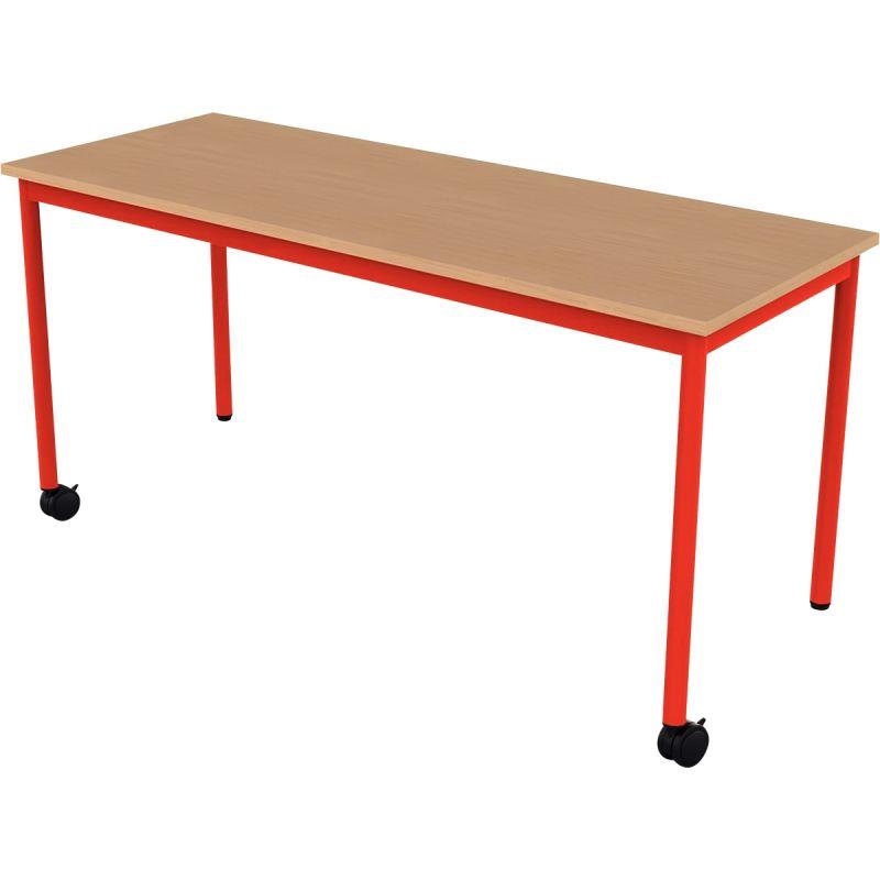 Ref. 96538, Table 130x50cm 2 roulettes taille 6 rouge, marque N.C